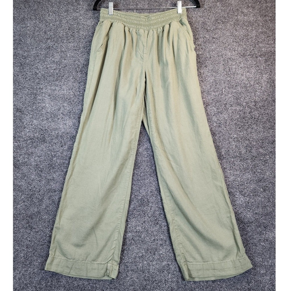 Briggs Women Linen Blend Wide Leg Boho Coastal Resort Palazzo Pants Size S